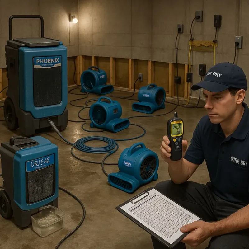 Structural Drying and Dehumidification process in East San Gabriel, CA